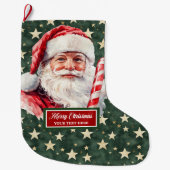 フェスティバルヴィンテージサンタクロースクリスマスストッキング ラージクリスマスストッキング (正面)