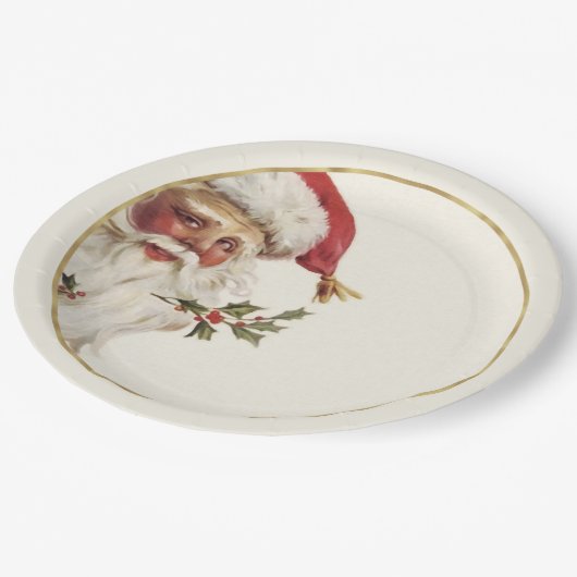 フェスティバルヴィンテージサンタクロースクリスマス紙プレート ペーパープレート (アングル)