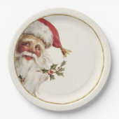 フェスティバルヴィンテージサンタクロースクリスマス紙プレート ペーパープレート (正面)
