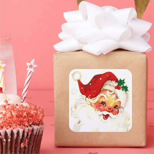 フェスティバルヴィンテージサンタクロースステッカー スクエアシール (パーティー)