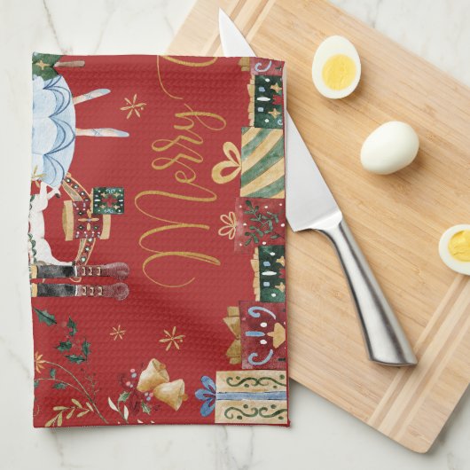 フェスティバルヴィンテージザくるみ割り人形メリークリスマス キッチンタオル (四つ折り)