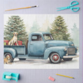 フェスティバルヴィンテージチャーム：クリスマストラック&ドッグ 薄葉紙 (クラフト)