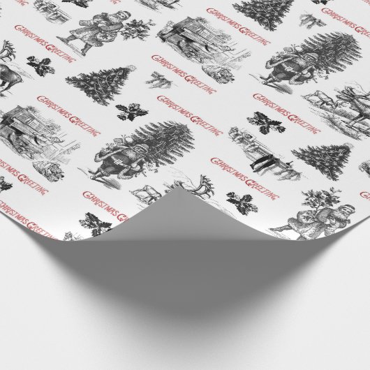 フェスティバルヴィンテージビクトリアンクリスマスウィズサンタティス ラッピングペーパー (角)