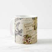 フェスティバルヴィンテージビクトリアンクリスマスガールホリー コーヒーマグカップ (正面左)