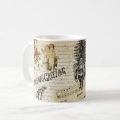 フェスティバルヴィンテージビクトリアンクリスマスガールホリー コーヒーマグカップ (正面左)