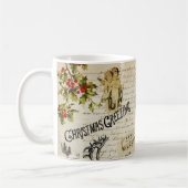 フェスティバルヴィンテージビクトリアンクリスマスガールホリー コーヒーマグカップ (左)