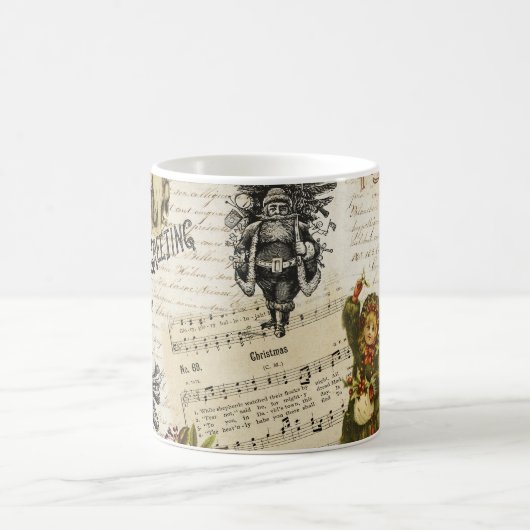フェスティバルヴィンテージビクトリアンクリスマスガールホリー コーヒーマグカップ (中央)