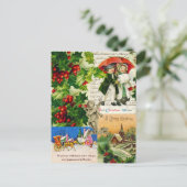 フェスティバルヴィンテージビクトリアンクリスマスキッズホリー ポストカード (スタンド正面)