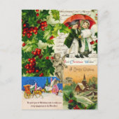 フェスティバルヴィンテージビクトリアンクリスマスキッズホリー ポストカード (正面)