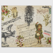 フェスティバルヴィンテージビクトリアンクリスマスサンタガール ラッピングペーパー (フラット)