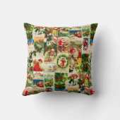 フェスティバルヴィンテージビクトリアンクリスマスサンタコラージュ クッション (裏面)