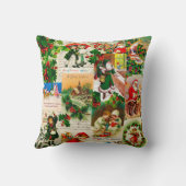 フェスティバルヴィンテージビクトリアンクリスマスサンタコラージュ クッション (裏面)