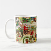 フェスティバルヴィンテージビクトリアンクリスマスサンタコラージュ コーヒーマグカップ (左)