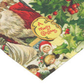 フェスティバルヴィンテージビクトリアンクリスマスサンタコラージュ ショートテーブルランナー (コーナー)