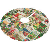 フェスティバルヴィンテージビクトリアンクリスマスサンタコラージュ ブラッシュドポリエステルツリースカート (アングル)