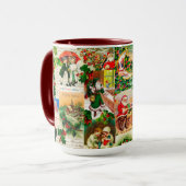 フェスティバルヴィンテージビクトリアンクリスマスサンタコラージュ マグカップ (正面左)