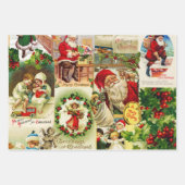 フェスティバルヴィンテージビクトリアンクリスマスサンタコラージュ ラッピングペーパーシート (正面2)