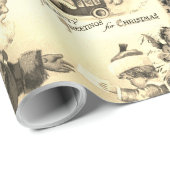 フェスティバルヴィンテージビクトリアンクリスマスサンタコラージュ ラッピングペーパー (ロールコーナー)