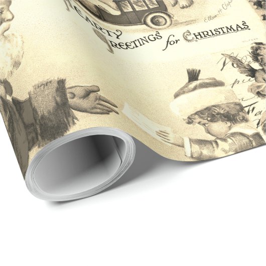 フェスティバルヴィンテージビクトリアンクリスマスサンタコラージュ ラッピングペーパー (ロールコーナー)