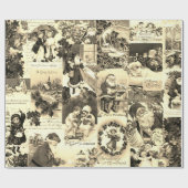 フェスティバルヴィンテージビクトリアンクリスマスサンタコラージュ ラッピングペーパー (フラット)