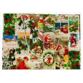 フェスティバルヴィンテージビクトリアンクリスマスサンタコラージュ ラージペーパーバッグ (裏面)