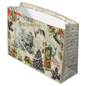 フェスティバルヴィンテージビクトリアンクリスマスサンタスクリプト ラージペーパーバッグ (裏面アングル)