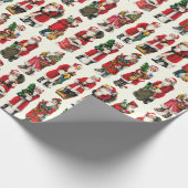 フェスティバルヴィンテージビクトリアンクリスマスサンタパターン ラッピングペーパー (角)