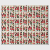 フェスティバルヴィンテージビクトリアンクリスマスサンタパターン ラッピングペーパー (フラット)