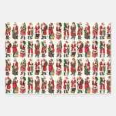 フェスティバルヴィンテージビクトリアンクリスマスサンタ切り出し ラッピングペーパーシート (正面)