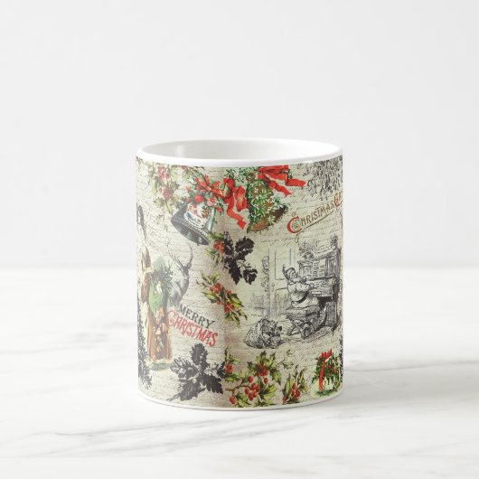 フェスティバルヴィンテージビクトリアンクリスマスサンタ コーヒーマグカップ (中央)