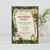 フェスティバルヴィンテージビクトリアンクリスマスパーティースクロール 招待状 (スタンド正面)