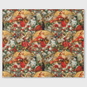 フェスティバルヴィンテージビクトリアンクリスマス ラッピングペーパー (フラット)
