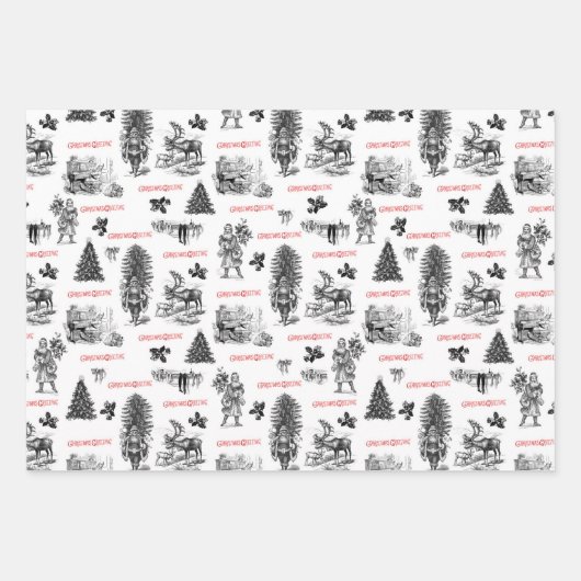 フェスティバルヴィンテージビクトリアンクリスマスwith Santa ラッピングペーパーシート (正面2)