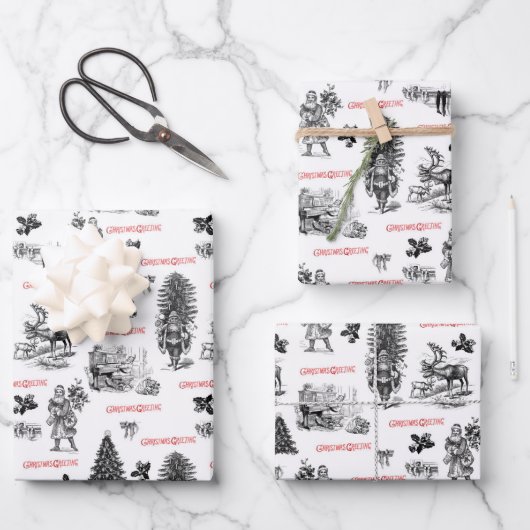 フェスティバルヴィンテージビクトリアンクリスマスwith Santa ラッピングペーパーシート (正面)