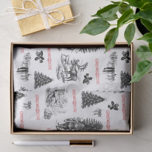 フェスティバルヴィンテージビクトリアンクリスマスwith Santa 薄葉紙 (ギフト)