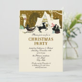 フェスティバルヴィンテージビクトリアン金ゴールドクリスマスパーティー 招待状 (スタンド正面)