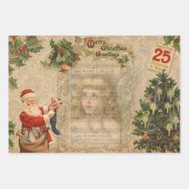 フェスティバルヴィンテージフローラエフェメラコラージュ ラッピングペーパーシート