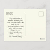 フェスティバルヴィンテージ伝統的感謝祭ディナー ポストカード (裏面)