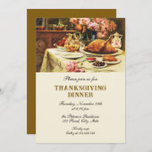 フェスティバルヴィンテージ伝統的感謝祭ディナー 招待状 (正面/裏面)