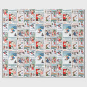 フェスティバルヴィンテージ冬おもしろいクリスマスカードコラージュ ラッピングペーパー (フラット)