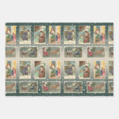 フェスティバルヴィンテージ冬クリスマスカードコラージュ ラッピングペーパーシート (正面2)