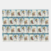 フェスティバルヴィンテージ冬クリスマスカードコラージュ ラッピングペーパーシート (正面)