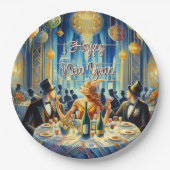 フェスティバルヴィンテージ新年のイブ紙プレート ペーパープレート (正面)