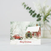 フェスティバルヴィンテージ水の色クリスマスシーン ポストカード (スタンド正面)