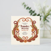 フェスティバルヴィンテージ渦巻形のフローラ誕生日CC1277 招待状 (スタンド正面)