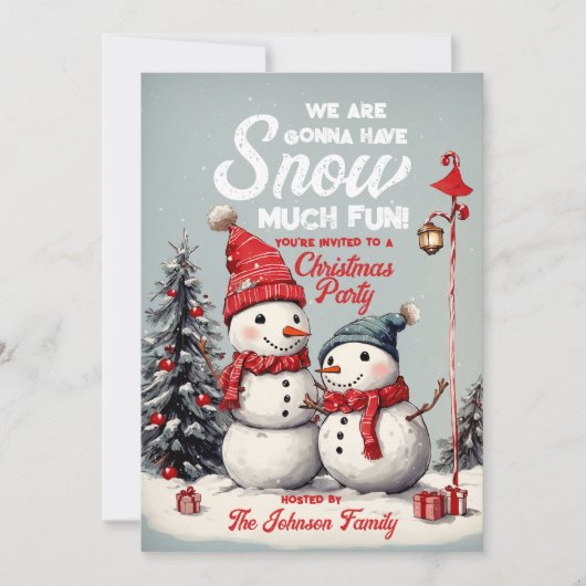 フェスティバルヴィンテージ雪だるまクリスマスパーティー 招待状 (正面)