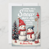 フェスティバルヴィンテージ雪だるまクリスマスファミリーフォト シーズンカード (正面)