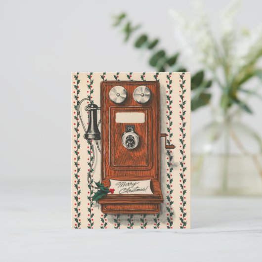 フェスティバルヴィンテージ電話クリスマス ポストカード (スタンド正面)