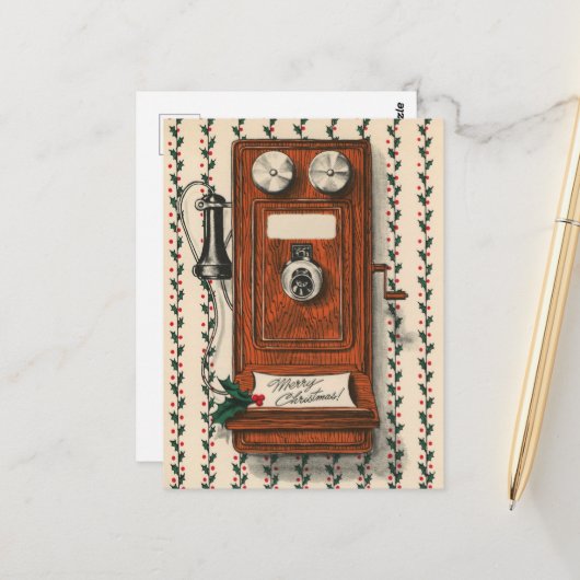 フェスティバルヴィンテージ電話クリスマス ポストカード (正面/裏面インサイチュ)