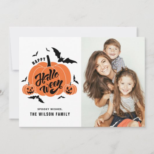 フェスティバル不気味カボチャハッピーハローウィン写真 シーズンカード (正面)
